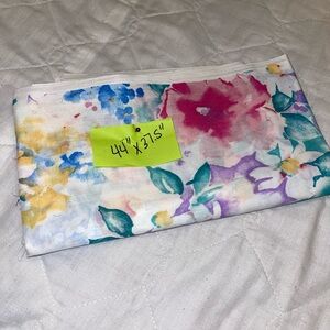 Floral Watercolor Cotton Fabric Panel - White Background, Multicolor